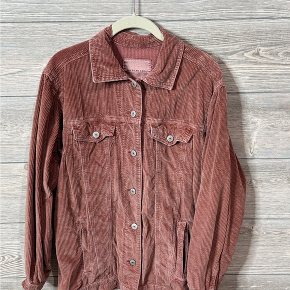 American Eagle Corduroy Women’s Shacket size Medium Blush/Rust Color - Picture 3 of 10